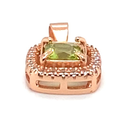 Peridot .70ct Rose Gold Finish Silver Pendant - Picture 5 of 7